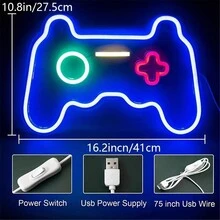 1 Pc, Game Console With Back Panel Neon Light, Decorative Neon Light, Player Wall Decoration, Suitable For Home Bedroom Decoration, Game Console Room Decoration, Scene Layout, USB Version - Yellow - View 4