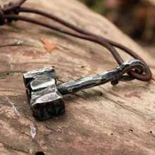 Vintage Nordic Viking Pendants Necklaces, Black Leather Necklace For Best Friend ,Legendary Viking Thor's Hammer Amulet Knot Pendant Men Jewelry