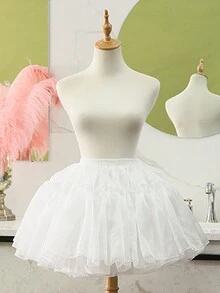 百搭水晶纱白色/黑色裙子衬裙，适合女士洛丽塔角色扮演日常使用，适合芭蕾舞裙/泡泡裙/百褶裙/衬裙，搭配外套或内衣，配饰女士秋装 - A - 查看 2