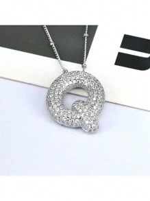 1 Pezzo Nuova Collana Con Ciondolo Lettera A-z 26 Di Lusso In Micropavé Cz, Collana Con Ciondolo Iniziale Del Nome In Platino Elettroplaccato Per Uomo E Donna