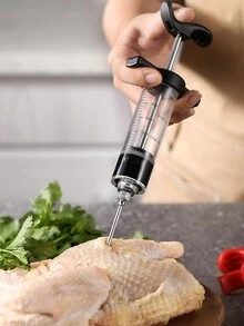 1pc Kitchen Flavor Injector Turkey Baster Marinade Injector Meat Injector Baking Tool Bbq Sauce Injection Needle - Red - View 5