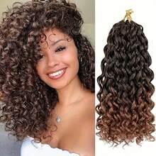 14/18/24inch Curly Crochet Hair For Women Water Wave Crochet Hair Curly Braiding Hair GoGo Curl Crochet Hair Ocean Wave Beach Curl Wavy Crochet Hair Extensions (Pack Of 1, T30)