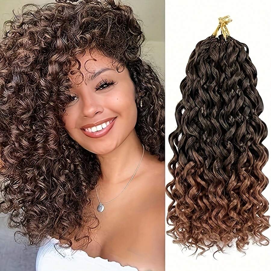 14/18/24inch Curly Crochet Hair For Women Water Wave Crochet Hair Curly Braiding Hair GoGo Curl Crochet Hair Ocean Wave Beach Curl Wavy Crochet Hair Extensions (Pack Of 1, T30)