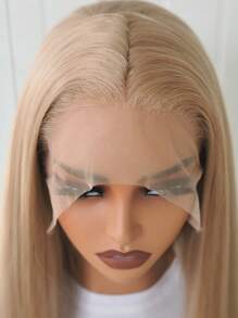 13x4 Golden Straight Synthetic Lace Front Wig Without Glue For Women, Pre-Plucked, Heat Resistant Fiber