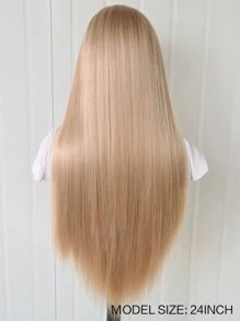 13x4 Golden Straight Synthetic Lace Front Wig Without Glue For Women, Pre-Plucked, Heat Resistant Fiber