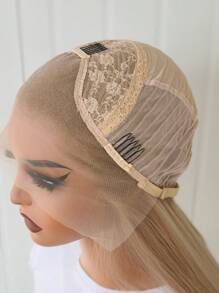 13x4 Golden Straight Synthetic Lace Front Wig Without Glue For Women, Pre-Plucked, Heat Resistant Fiber