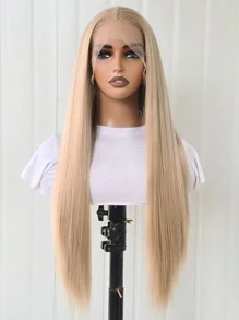 13x4 Golden Straight Synthetic Lace Front Wig Without Glue For Women, Pre-Plucked, Heat Resistant Fiber