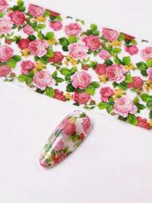 1 sac de 10 papiers de transfert floraux d'été de longueurs différentes de 20 cm, teints avec des roses, art des ongles floraux frais, papier ciel étoilé, décoration d'ongles célèbre sur Internet au Japon, accessoires pour ongles