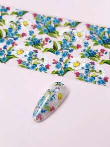 1 sac de 10 papiers de transfert floraux d'été de longueurs différentes de 20 cm, teints avec des roses, art des ongles floraux frais, papier ciel étoilé, décoration d'ongles célèbre sur Internet au Japon, accessoires pour ongles