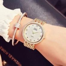 Eine G&D2024 Neue Ankunft einfacher modischer lässig Frauen Uhr, europäische und amerikanische diamantbesetzte Quarzuhr, Geschenkuhr