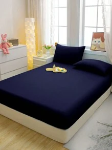1pc Solid Color Brushed Bedspread, Navy Blue Bed Cover For Bedroom, Bedding