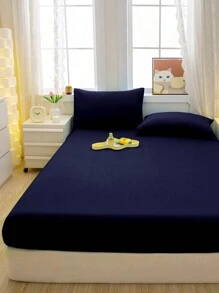 1pc Solid Color Brushed Bedspread, Navy Blue Bed Cover For Bedroom, Bedding