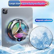 1pc Large Size Digital Display Semiconductor Magnetic Tablet Pc Dedicated Rgb Light Phone Cooler With Semiconductor Heatsink Back Clip Game Cooling Artifact For Mute Game E -Sports Gaming Accessories