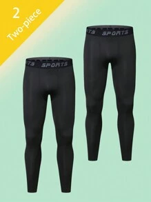 Set de 2 mallas de compresión transpirables y de secado rápido con estilo de novio para hombre, ideal para ejercicios al aire libre y fitness - Negro - Ver 1