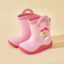1pair Cartoon Children's Rubber Boots For Girls, Fashionable Style - Pink - View 7