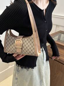 Bolso De Hombro Retro De Moda Con Contraste De Colores Para Mujeres, Elegante Bolso De PU De Lujo Ligero Para Usar Debajo Del Brazo, Bolso Cuadrado Pequeño Casual, Adecuado Para El Uso Diario De Las Mujeres