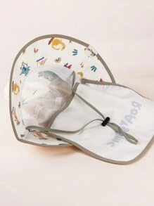 1pc Kids Dinosaur Print Wide Brim Sun Protection Hat, Suitable For Boys & Girls, For Spring, Summer & Autumn