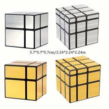 Cubo De Espejo Mágico 2x2 3x3 Con Pegatinas Doradas Y Plateadas, Forma Especial De Los Cubos, Juguetes Educativos De Rompecabezas Para Niños Designados Para Competición, Juguete De Cubos Para Niños, Un Regalo Para Niños