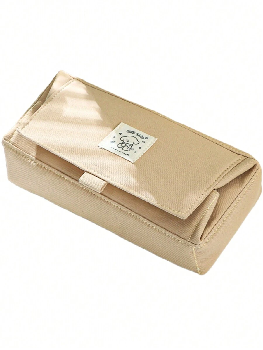 1 件裝大容量時尚 Ins 風格中小學生鉛筆盒 - 咖啡棕 - 查看 1