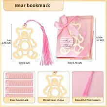 金屬書籤,帶有優雅絲綢流蘇和創意禮品盒,適合書籍愛好者、迎嬰派對、婚禮派對、特殊裝飾、賓客紀念品、姐妹禮物、最好的朋友禮物 - 粉色 - 查看 3