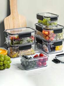 玻璃食品儲存餐食準備容器附蓋子,密封玻璃午餐盒,防漏玻璃,適用於微波爐、烤箱、冰箱和洗碗機