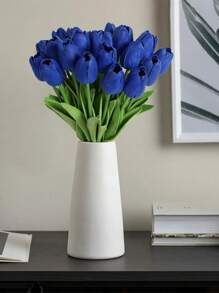 5/10/15/20/25/30 Chiếc Hoa Tulip Nhân Tạo Thân Hoa Tulip Giả PU Hoa Tulip Thật Cho Lễ Phục Sinh Vòng Hoa Mùa Xuân Bó Hoa Cưới Trang Trí Tiệc Mừng Em Bé Cao 13", Ngày Valentine, Quà Tặng - Xanh đậm - Xem 7