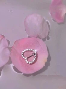 1 Stück modischer Bauchnabelring für Frauen in Herzform mit Kupfer- und kubischen Zirkonia-Einlagen als Körperschmuck, Valentinstag, Muttertag, Geschenk