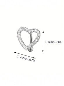1 Stück modischer Bauchnabelring für Frauen in Herzform mit Kupfer- und kubischen Zirkonia-Einlagen als Körperschmuck, Valentinstag, Muttertag, Geschenk