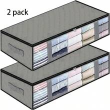 2 件大容量衣物和床上用品收纳袋，可折叠收纳篮，适用于衣柜和床下，带手柄，适用于储存衣服、床上用品和玩具装饰品装饰节日装饰房间装饰家居装饰卧室装饰卧室、收纳袋、收纳袋、家居收纳、女式白色 T 恤、女式黑色裤子、女士冬装、连衣裙、女士冬装、优雅女装、女士白衬衫、长袖、女士白色连体裤、女士春装、女士春装、春季、春装、极简主义、夏季上衣 - 灰色 - 查看 1