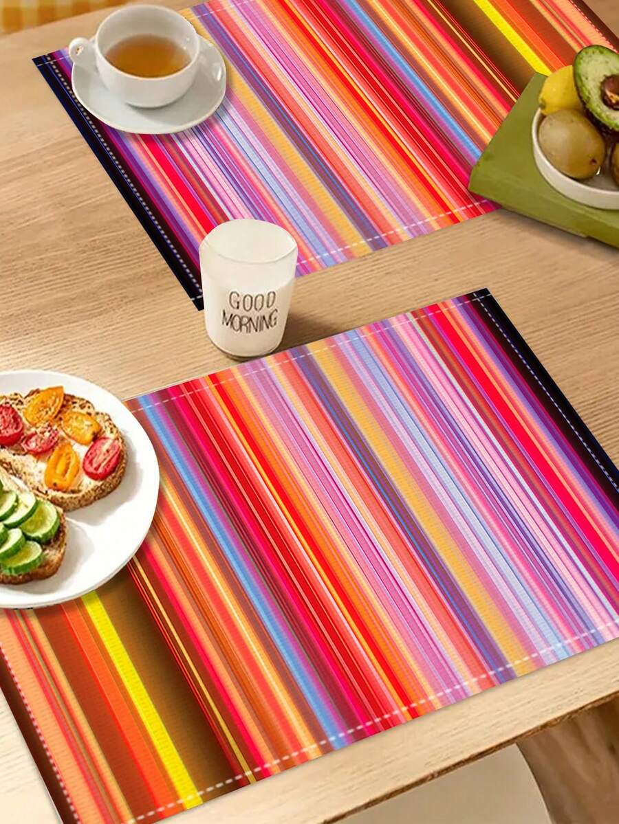 4pcs Chống trượt Chống nóng Đệm , Phong cách Thảm trải bàn , Sọc đầy Màu sắc In Bàn Trang trí , Chống nóng Đồ trang trí Cho bữa tiệc , Lễ hội , Ăn uống Bàn , Bối cảnh Trang trí - Nhiều màu - Xem 1