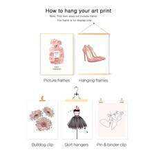 6 cái Màu hồng Thời trang Treo tranh In hoa Tối giản Treo tranh Trang trí Sợi dây Love Phòng trưng bày Tường Áp phích Cô gái Hoa Chai nước hoa Nghệ thuật Phòng ngủ Trang trí , Không có khung - Hồng - Xem 6