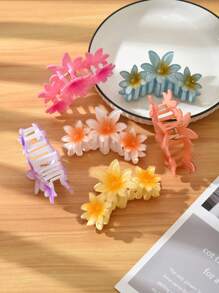 1入組附閃亮塗層的向日葵髮爪,佩戴著紫色花朵,適用於旅行和日常boho穿搭 - 太陽花 - 查看 5