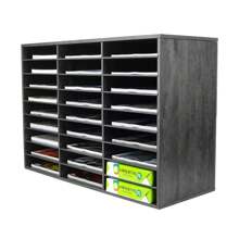 Wood File Sorter Archaize Color Mail Center Magazine Holder Paper Storage Cabinet Classroom Keepers Mailbox For Home & Office,27 Slots - 深灰色 - 查看 2