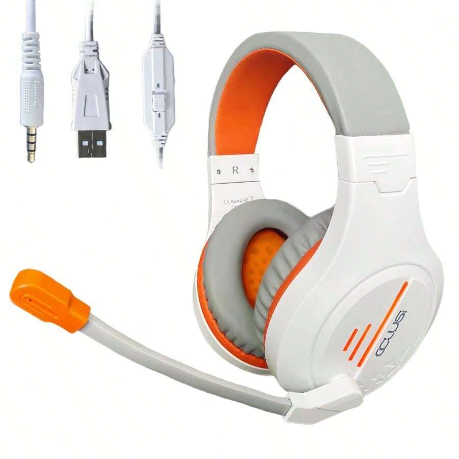 Colusi Wired Gaming Headset With Noise Canceling Mic,Bass Surround,Memory Foam Ear Pads,One Click Mute, For PC,Switch - White - View 1