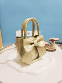 新款兒童時尚蝴蝶結手提包/零錢包,pu 皮革製成,理想的節日禮物 - 金色 - 查看 3