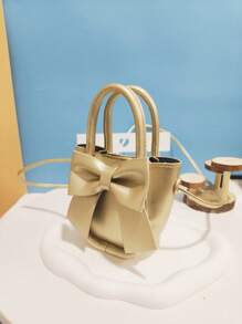 新款兒童時尚蝴蝶結手提包/零錢包,pu 皮革製成,理想的節日禮物 - 金色 - 查看 2