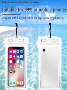 Caja impermeable del teléfono, bolsa impermeable ocasional del teléfono Bolso del PVC del teléfono móvil para las vacaciones Bolsa de playa Bolsa impermeable del teléfono Caja del PVC para la natación Piscina Playa Útiles escolares Material escolar para la escuela para el estudiante Crucero Esencial Bolsa de deporte Bolsa de deportes - Blanco - Ver 2