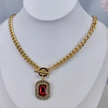1pc Women's Fashionable Red Pendant Necklace - Multicolor - View 1