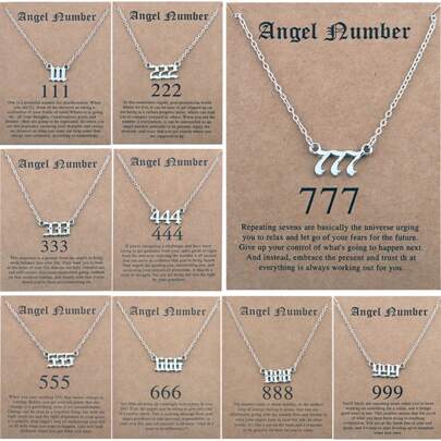 1個簡約的111、222、333、444、555、666、777、888、999號數字掛墜項鍊,男女日常佩戴