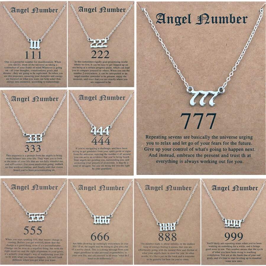 1 Miếng Đơn giản 111 , 222 , 333 , 444 , 555 , 666 , 777 , 888 , 999 Số Vòng cổ mặt dây chuyền Cho nam giới Và Của phụ nữ Mặc hàng ngày - Bạc - Xem 1