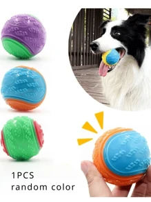 1pc Pet Dog Molar Bite-Resistant Ball Toy With Sound For Bite Training, Random Color - Multicolor - View 1