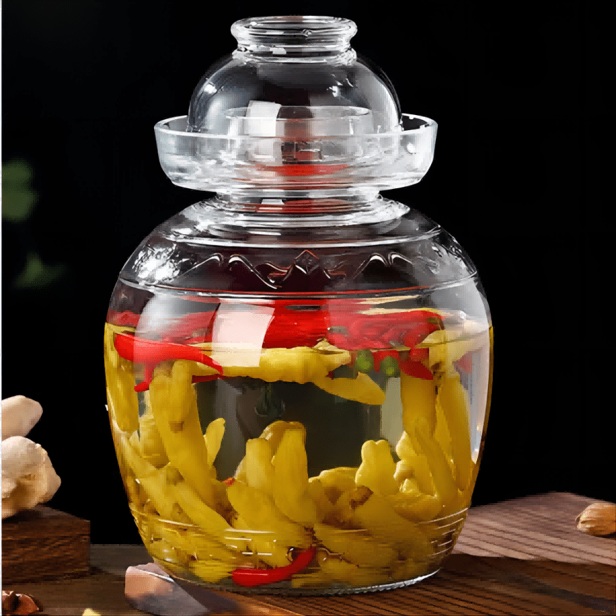 Large 2500ml Glass Fermentation Jar Traditional Fermenting Crock With