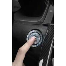 1pc No Hole Car Engine Start Stop Button Bling Ring Crystal Rhinestone Ignition Starter Decoration Circle For Car Interior