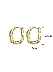 2 Stück minimalistische asymmetrische geometrische polierte Metallreifen Ohrringe, geeignet für Festivals, Geburtstagsfeiern, Hochzeiten, Urlaubseinkäufe, elegante Ohrringe