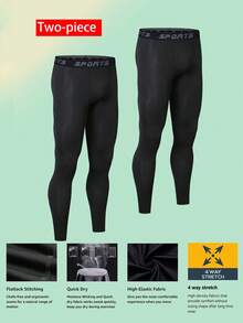 Set de 2 mallas de compresión transpirables y de secado rápido con estilo de novio para hombre, ideal para ejercicios al aire libre y fitness - Negro - Ver 3