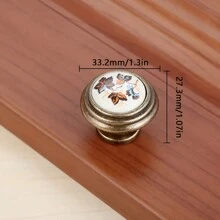 1pc Vintage Rural Ceramic Drawer, Cupboard Door Handles, Green/Red Leaves Cabinet Pulls Dresser Kitchen Pull Knobs, For Furniture Vintage Rural Ceramic Drawer, Cupboard Door Furniture Handles - Red - View 4