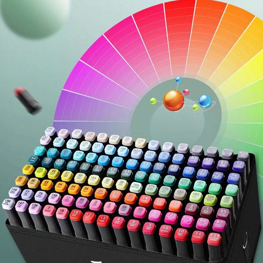 雙頭藝術描圖筆組,男孩女孩都適用,80種顏色的繪圖筆 - 彩色 - 查看 1