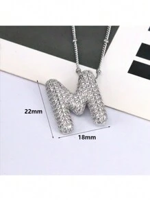 1 Pezzo Nuova Collana Con Ciondolo Lettera A-z 26 Di Lusso In Micropavé Cz, Collana Con Ciondolo Iniziale Del Nome In Platino Elettroplaccato Per Uomo E Donna