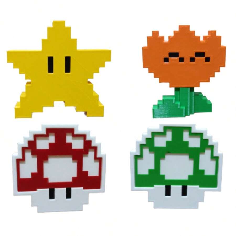 Bonecos Power Up Super Mari0 Presente Colecionáveis Gamers 4 pcs - Vermelho - Visão 1