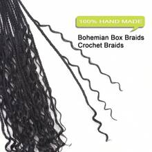 1/3/7 包女神盒式辫，10/12/14/18/24 英寸预绕波西米亚钩针盒式辫，带卷曲发尾，3X 钩针辫合成假发，13 股（#1B） - 黑色 - 查看 4